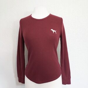 ⭐️5/$20 Victoria's Secret Pink Maroon Waffle Long Sleeve Size S
